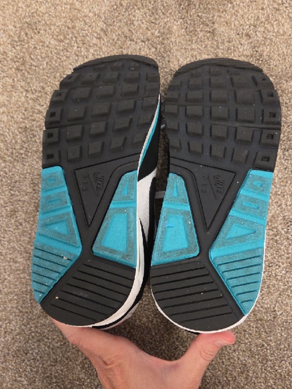 Nike White, Black, Gray, Orange & Teal Retro Running Shoes - Picture 5 of 7